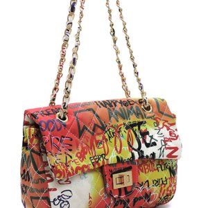 Graffiti Quilted Shoulder Bag main image 1